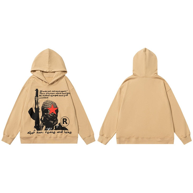 "Red Star" Graphic Unisex Streetwear Vintage Women Men Y2K Hoodie