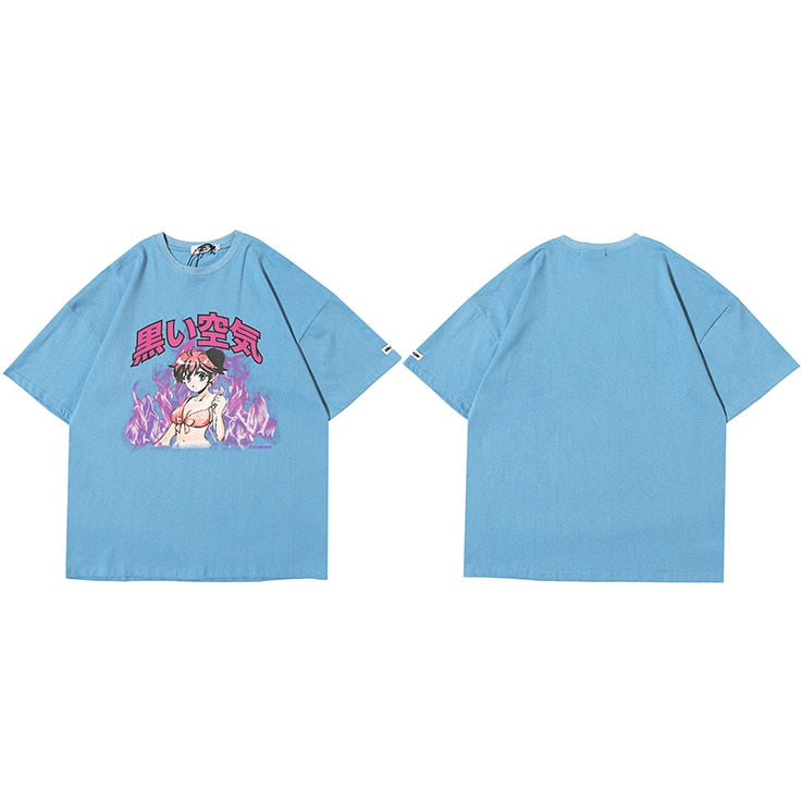 "Purple Flame" Graphic Unisex Streetwear Vintage Women Men Y2K T-Shirt