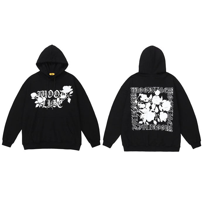 "Black Roses" Unisex Men Women Streetwear Graphic Hoodie