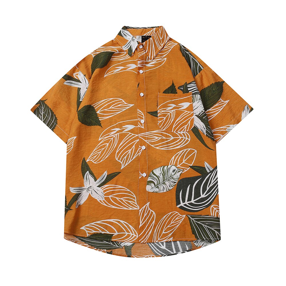 "Leaves Stuck" Graphic Unisex Streetwear Vintage Women Men Y2K Button Up Shirt