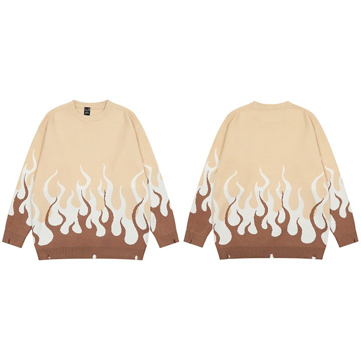 "White Flame" Unisex Men Women Streetwear Graphic Sweater