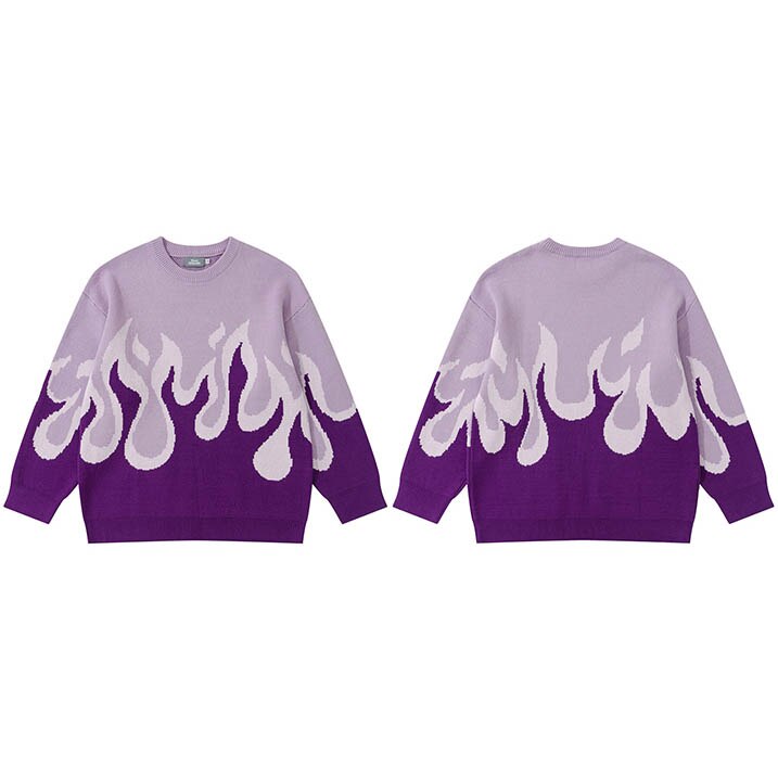 "Water & Fire" Graphic Unisex Streetwear Vintage Women Men Y2K Sweater