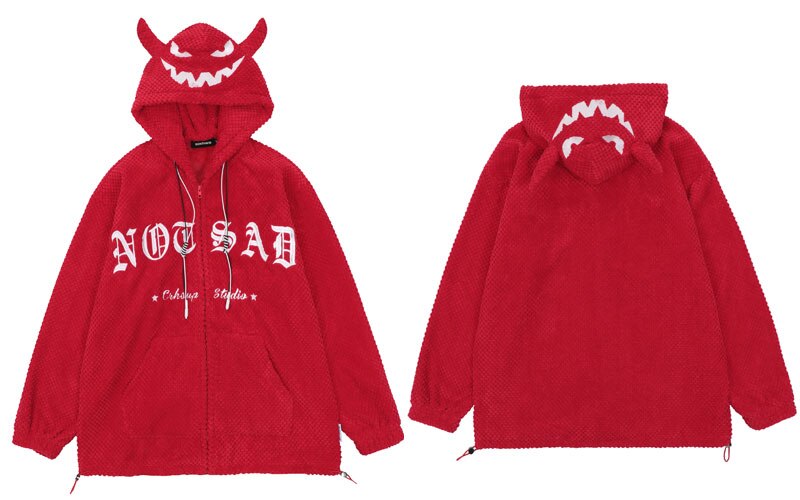 "With Horns" Graphic Unisex Streetwear Vintage Women Men Y2K Hoodie