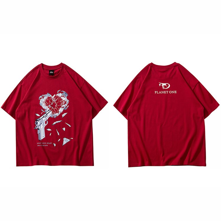 "Blue Heart" Unisex Men Women Streetwear Graphic T-Shirt