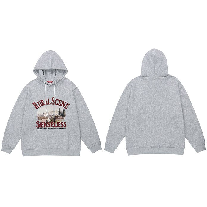 "Rural Sense" Graphic Unisex Streetwear Vintage Women Men Y2K Hoodie