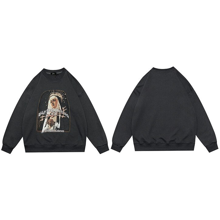 "Sobbing" Graphic Unisex Streetwear Vintage Women Men Y2K Sweater