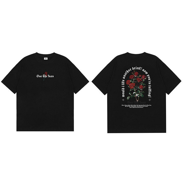 "Red Roses" Unisex Men Women Streetwear Graphic T-Shirt