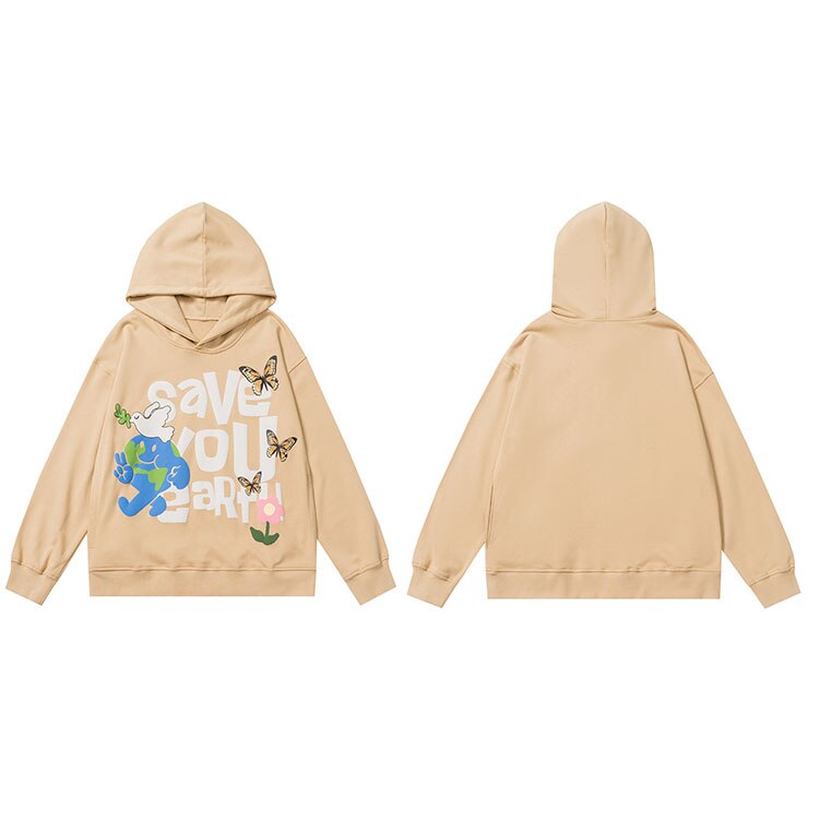 "Save The Earth" Graphic Unisex Streetwear Vintage Women Men Y2K Hoodie