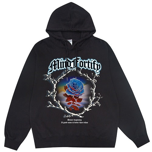 "Fallen Red Rose" Unisex Men Women Streetwear Graphic Hoodie