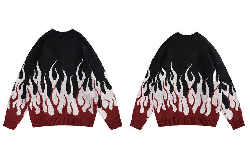 "Darken Flames" Unisex Men Women Streetwear Graphic Sweater