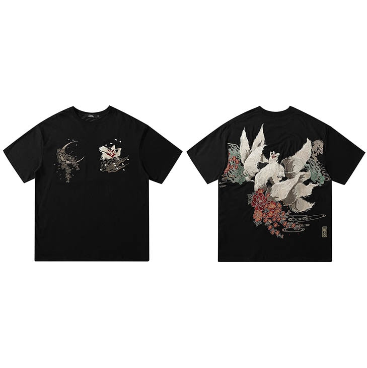 "Night Fox" Graphic Unisex Streetwear Vintage Women Men Y2K T-Shirt