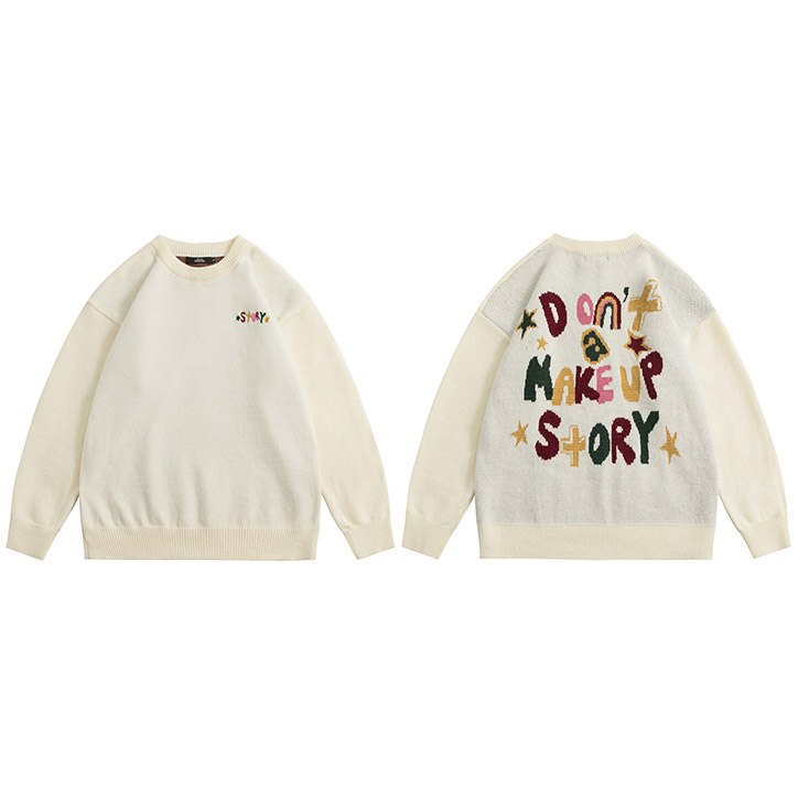 "Make Up Tales" Graphic Unisex Streetwear Vintage Women Men Y2K Sweater