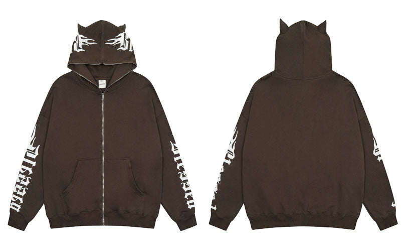 "The Horns" Graphic Unisex Streetwear Vintage Women Men Y2K Hoodie