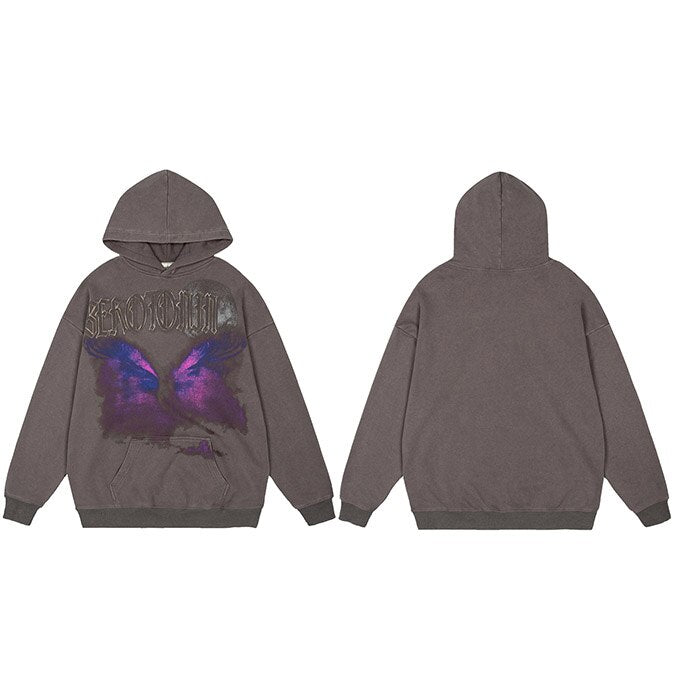 "Purple Bird" Graphic Unisex Streetwear Vintage Women Men Y2K Hoodie