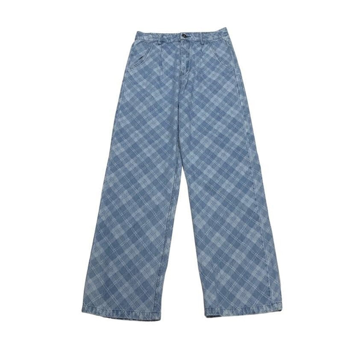 "Plaid" Hip Hop Graphic Unisex Streetwear Women Men Y2K Pants