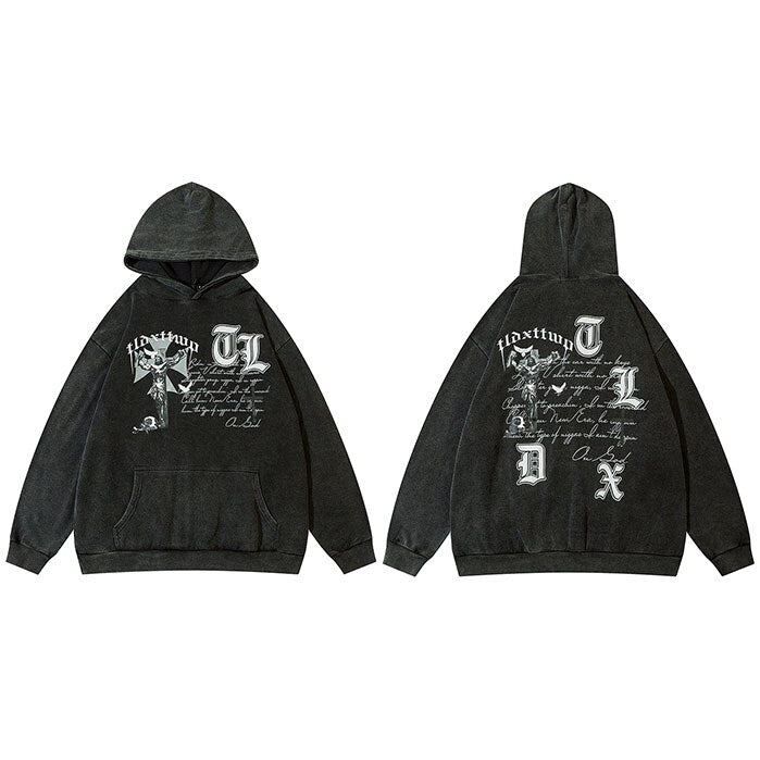 "Grey Cross" Graphic Unisex Streetwear Women Men Y2K Hoodie