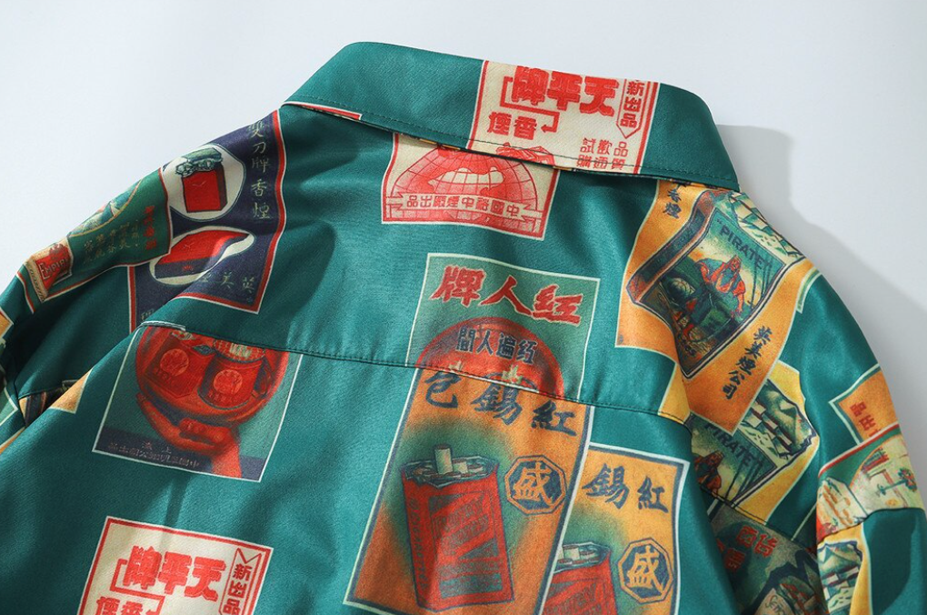 "Micasso Standing" Graphic Unisex Streetwear Vintage Women Men Y2K Button Up Shirt