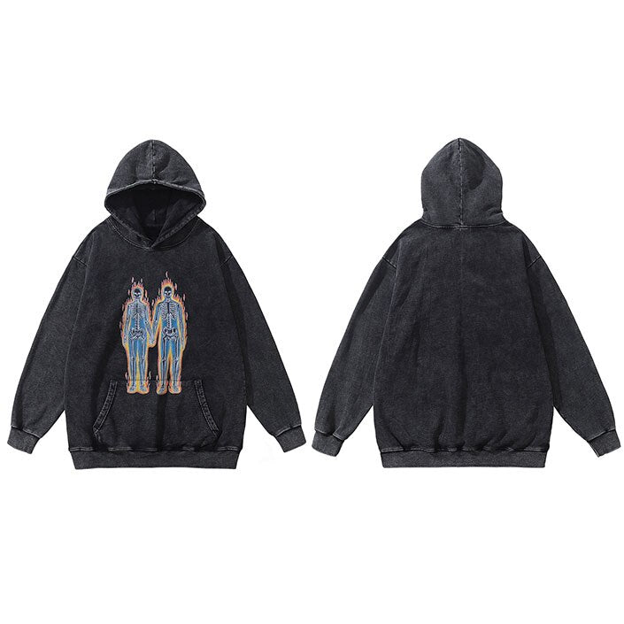 "Retro Flame" Graphic Unisex Streetwear Vintage Women Men Y2K Hoodie