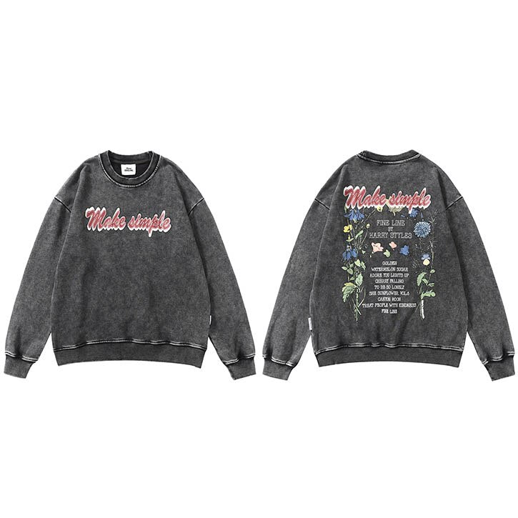 "Keep It Simple" Graphic Unisex Streetwear Vintage Women Men Y2K Sweatshirt
