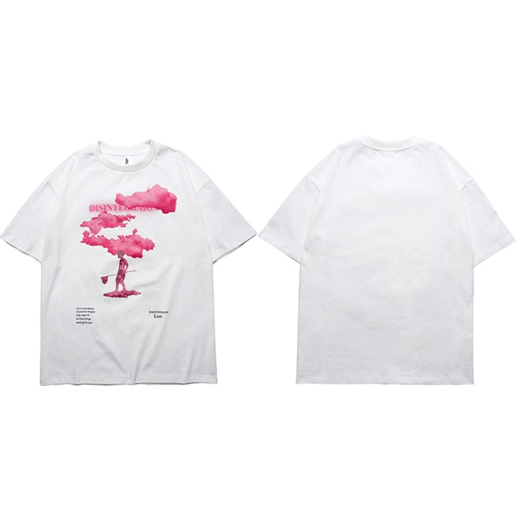 "Red Smoke" Graphic Unisex Streetwear Vintage Women Men Y2K T-Shirt