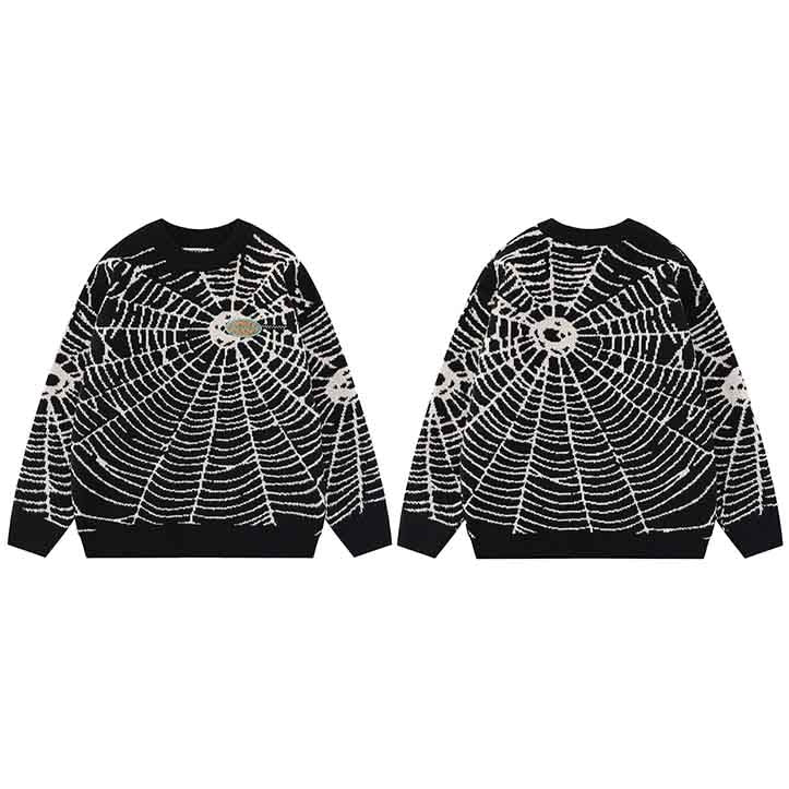 "Spider Web" Graphic Unisex Streetwear Vintage Women Men Y2K Sweater