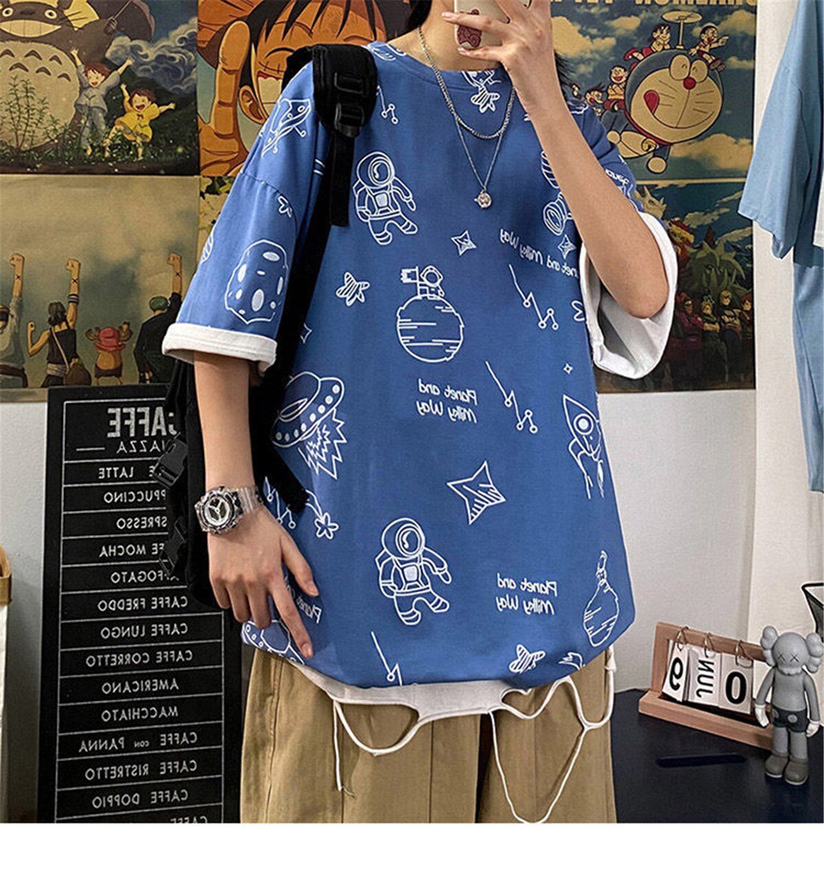 "Scatter Blues" Graphic Unisex Streetwear Vintage Women Men Y2K T-Shirt