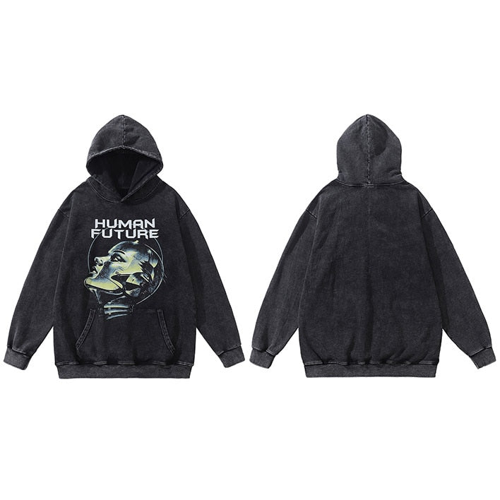 "Human Archives" Graphic Unisex Streetwear Vintage Women Men Y2K Hoodie