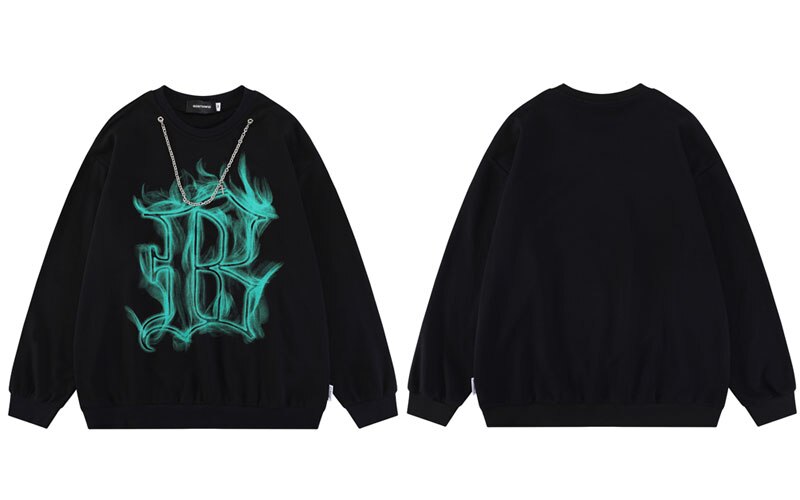 "White Flames" Graphic Unisex Streetwear Vintage Women Men Y2K Sweatshirt