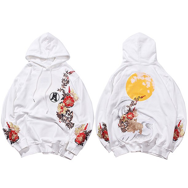 "Red Moon" Graphic Unisex Streetwear Vintage Women Men Y2K Hoodie
