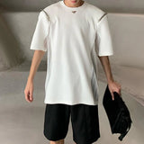 Harajuku Tribal flame – Mens Casual Splicing See Through Chain T Shirt 2024 New Gend
