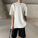 Harajuku Tribal flame – Mens Casual Splicing See Through Chain T Shirt 2024 New Gend