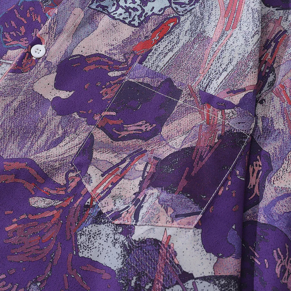 Oversized Men's Shirts Fresh Flower Graphic Print Hip Hop Long Sleeve Tops Streetwear