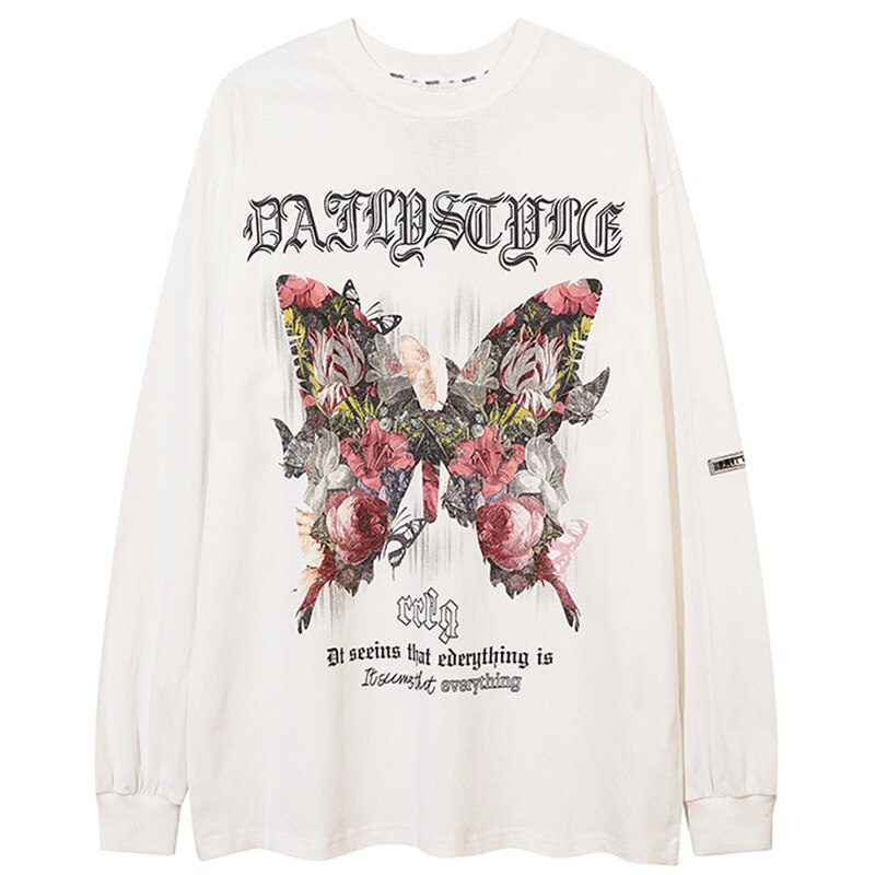 "Floral Butterfly" Unisex Men Women Streetwear Graphic Sweatshirt Daulet Apparel