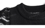 grunge knit sweater with heavyweight fabric, layered urban look for cold weather, street fashion menswear trend for seasonal 