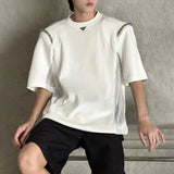 Harajuku Tribal flame – Mens Casual Splicing See Through Chain T Shirt 2024 New Gend