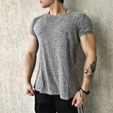 Glitchcore Melting smiley – Mens Fitness Sports Shaping Elastic Quick Drying T Shirt Gen