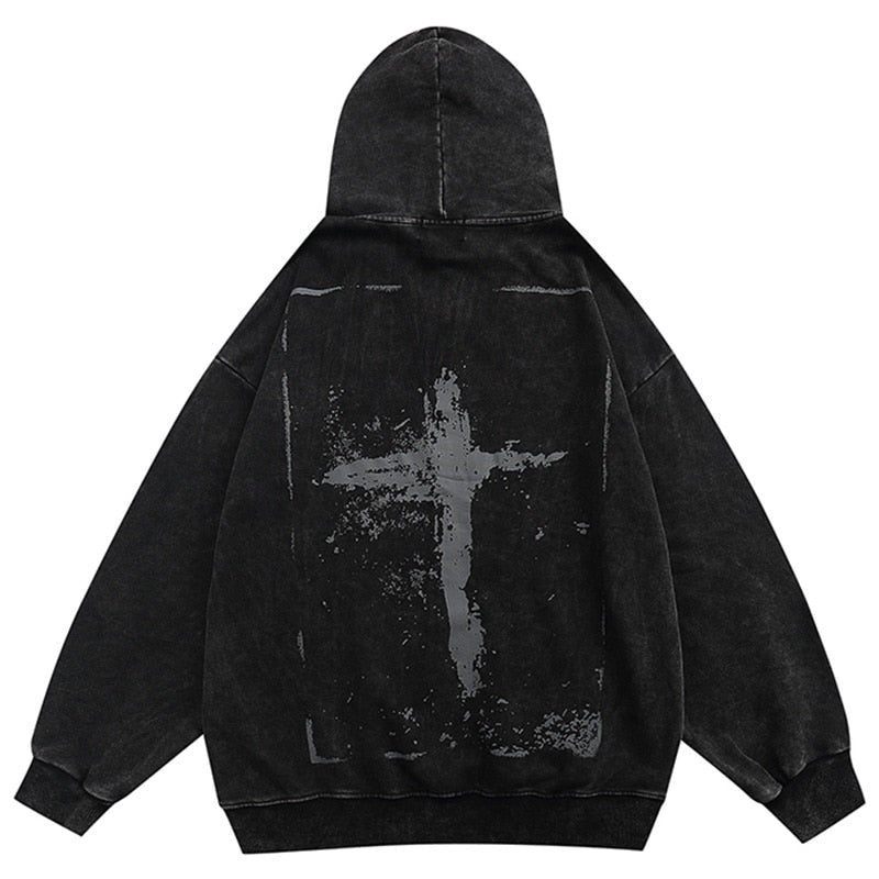 "Street Cross" Graphic Unisex Streetwear Vintage Women Men Y2K Hoodie