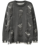 grunge knit sweater with heavyweight fabric, layered urban look for cold weather, street fashion menswear trend for seasonal 