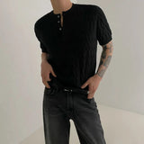 Vaporwave Broken heart – Mens Henry Collar Casual Knitted T Shirt Genderless 2024 New