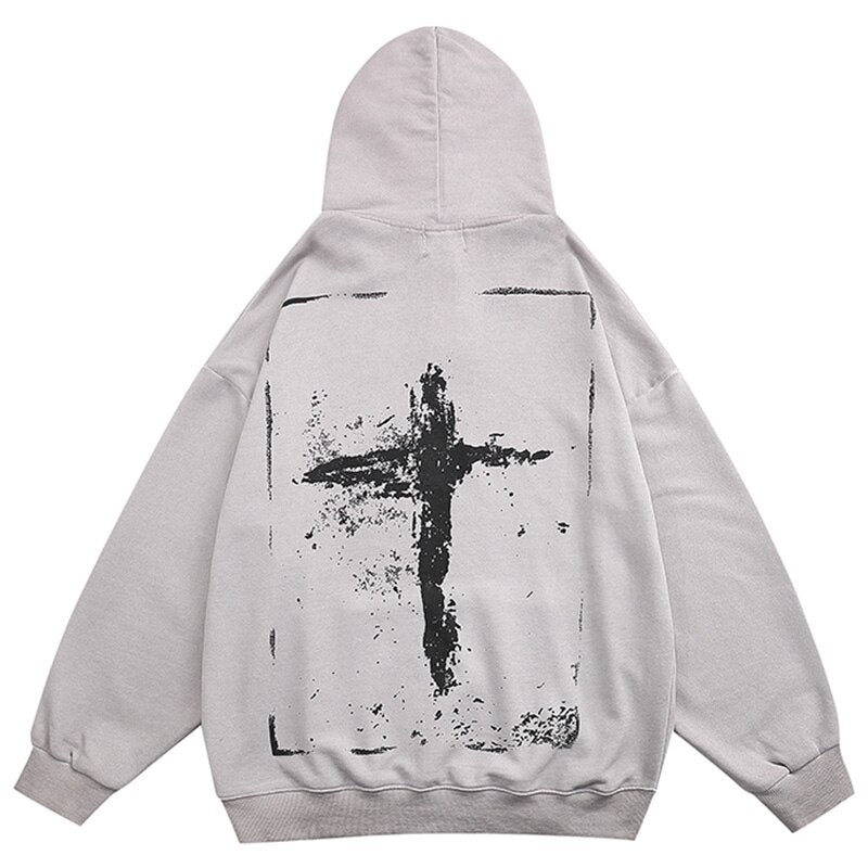 "Street Cross" Graphic Unisex Streetwear Vintage Women Men Y2K Hoodie