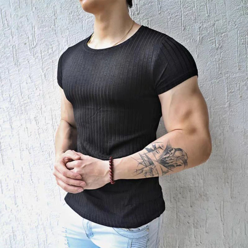 Glitchcore Melting smiley – Mens Fitness Sports Shaping Elastic Quick Drying T Shirt Gen