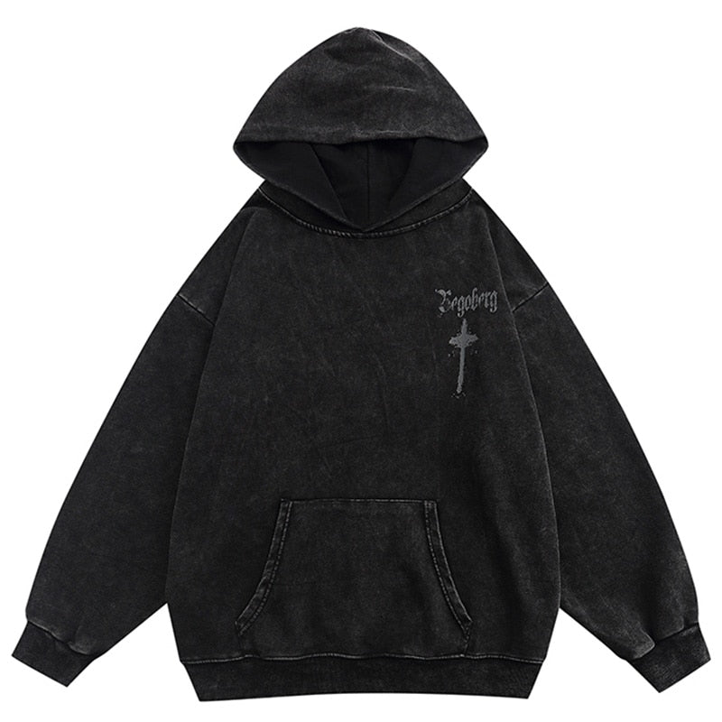 "Street Cross" Graphic Unisex Streetwear Vintage Women Men Y2K Hoodie