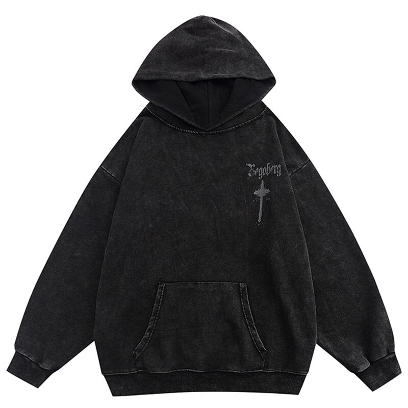 "Street Cross" Graphic Unisex Streetwear Vintage Women Men Y2K Hoodie