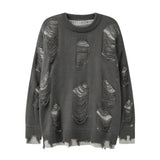 grunge knit sweater with heavyweight fabric, layered urban look for cold weather, street fashion menswear trend for seasonal 