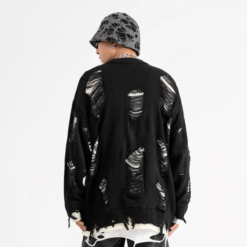 techwear street knit hoodie with oversized flame detail for urban fall winter outfits, street fashion menswear trend for seas