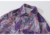 Aolamegs Oversized Men's Shirts Fresh Flower Graphic Print Hip Hop Long Sleeve Tops Summer Fashion High Street Couple Streetwear
