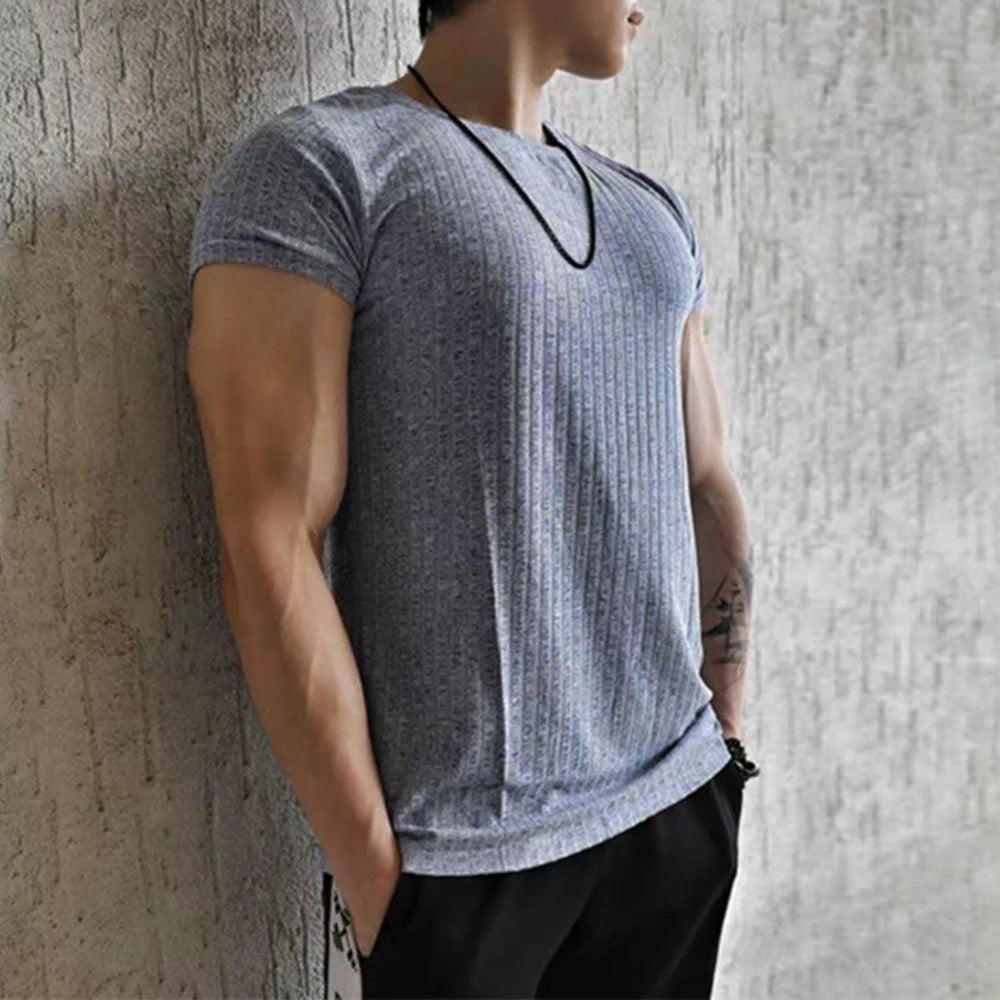 Glitchcore Melting smiley – Mens Fitness Sports Shaping Elastic Quick Drying T Shirt Gen