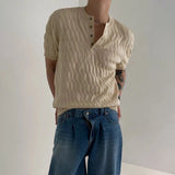 Vaporwave Broken heart – Mens Henry Collar Casual Knitted T Shirt Genderless 2024 New