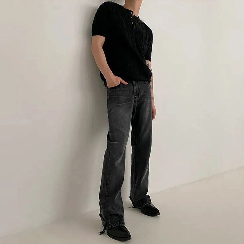 Vaporwave Broken heart – Mens Henry Collar Casual Knitted T Shirt Genderless 2024 New