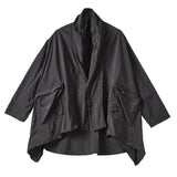 Mens Japanese Irregular Hooded Windbreaker Genderless 2024 New Personalized Versatile Retro Streetwear Solid Color Jacket Unisex